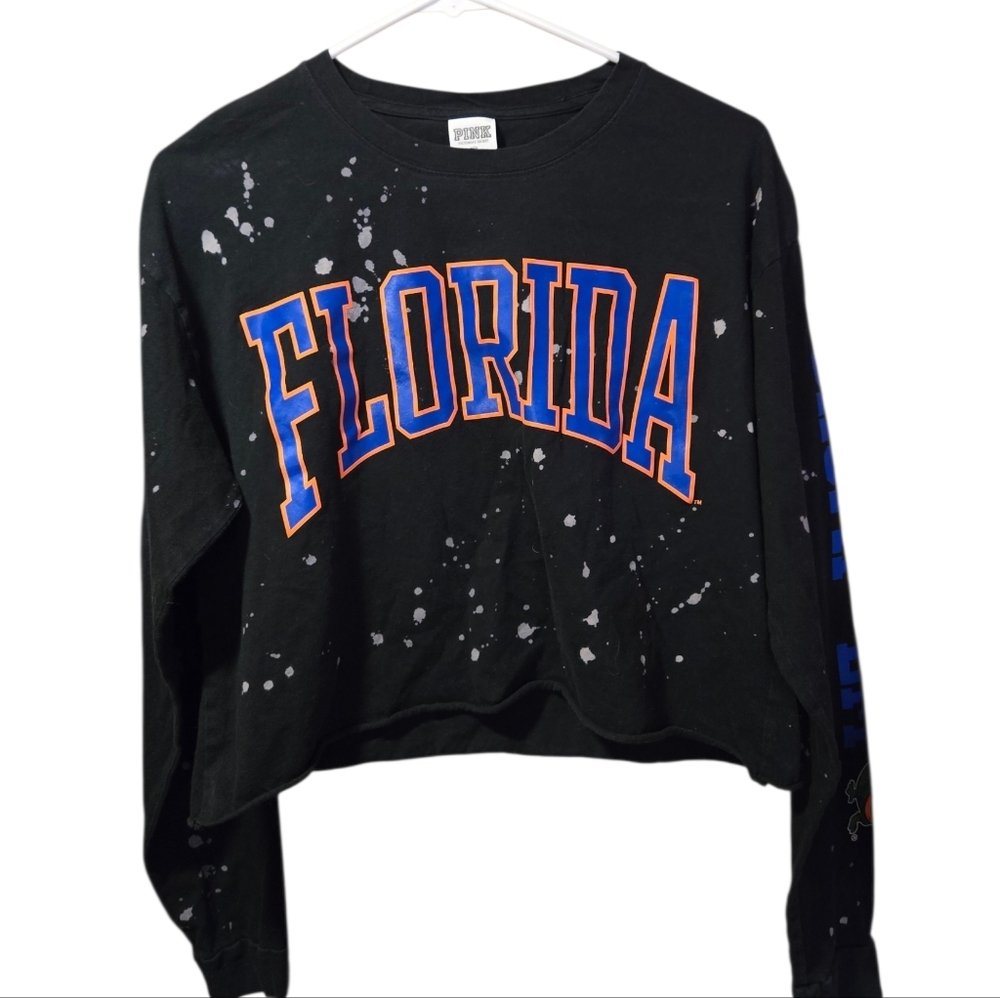 Pink, Small, Florida Black Cropped Sweatshirt with Blue & Orange Logo